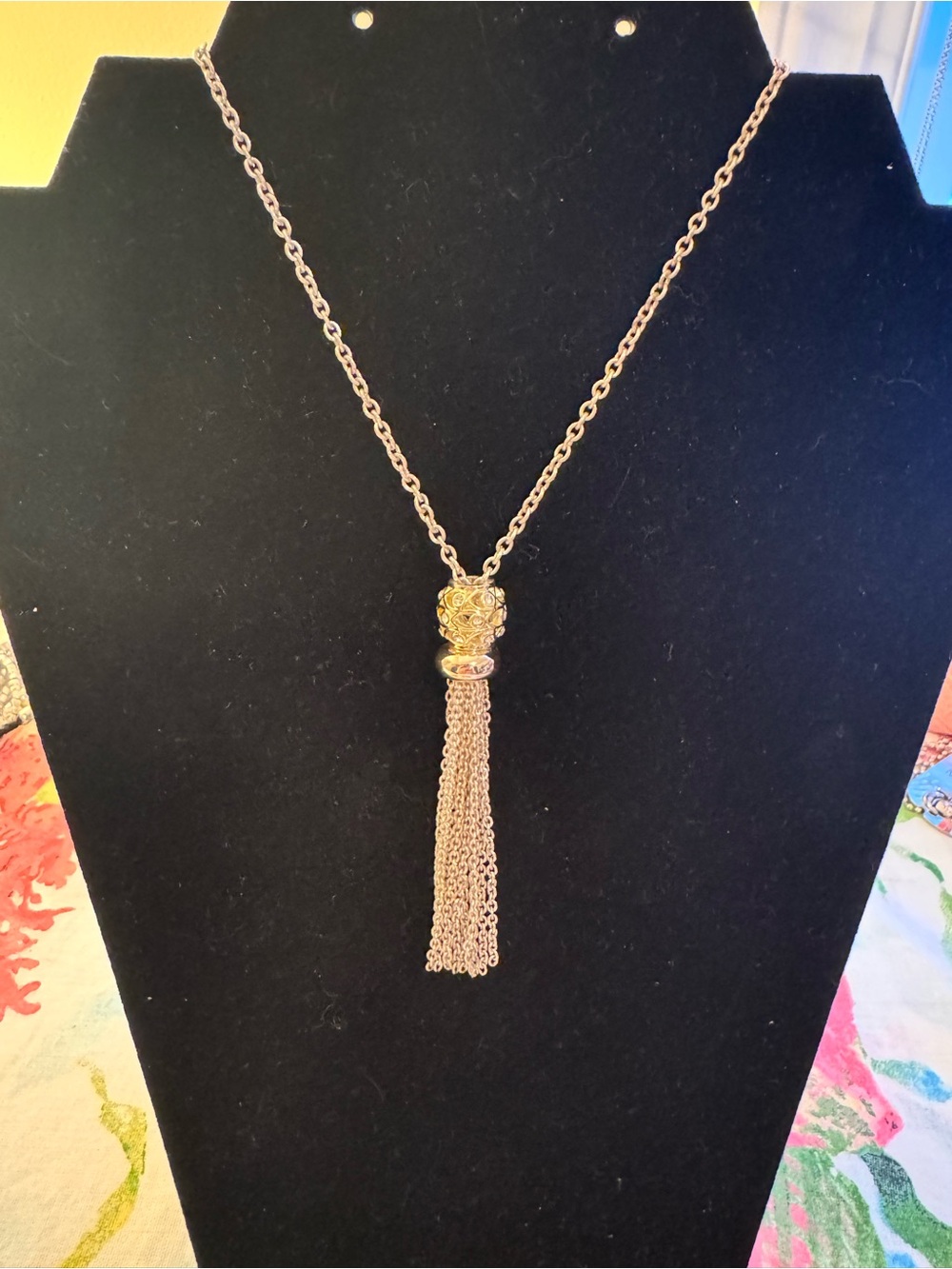 Silver tone Tassel Pendant Necklace for Women - Classic Silver Tone